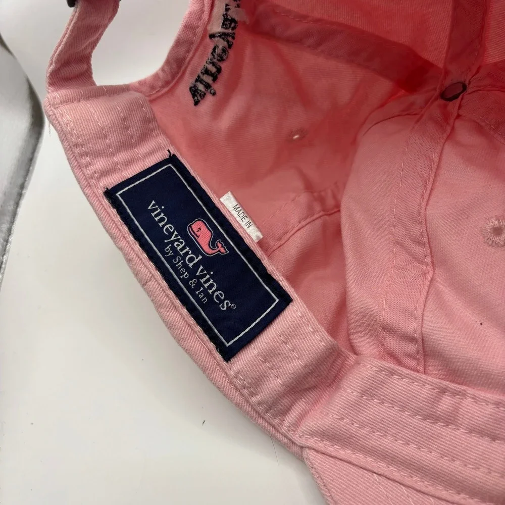 Baseball Cap Vineyard Vines Pink 100% Cotton Whale Logo Adjustable Hat Preppy